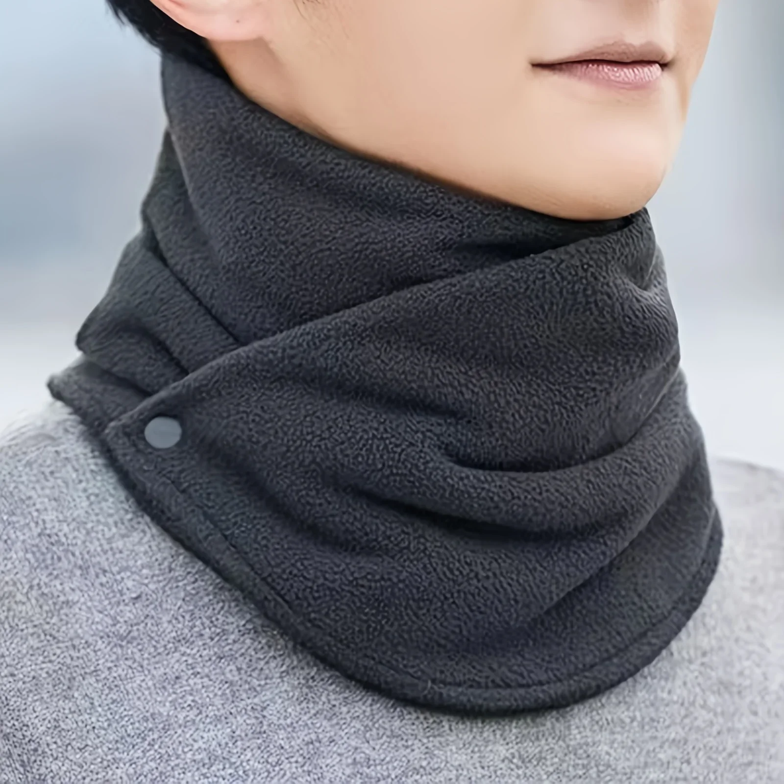 Neck Gaiter Fleece - Classic Solid Color Snap Neck Leggings