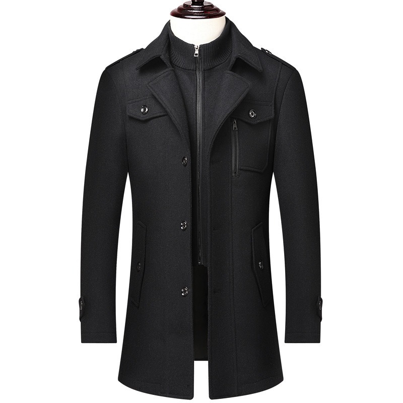 Wool Coat Peacoat - Men's Winter Wool Blend Coat Double