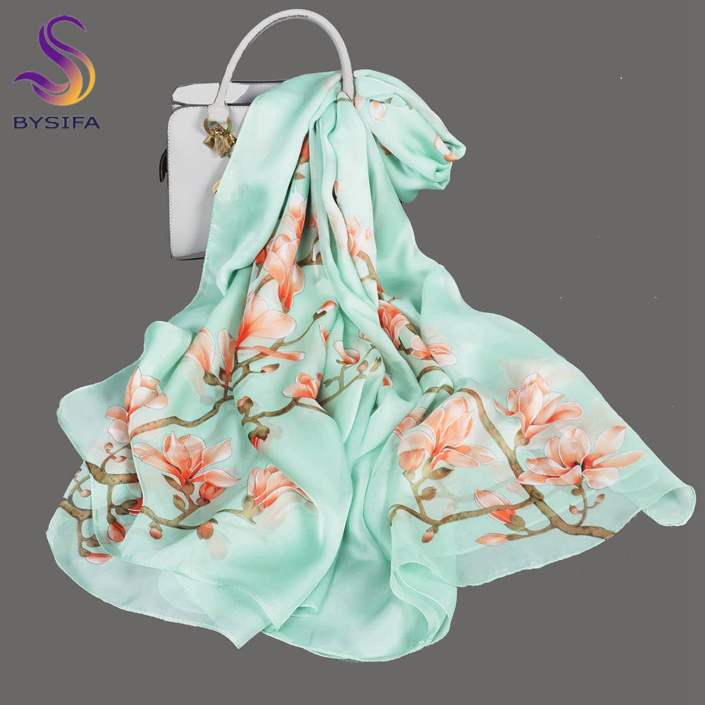 Shawl Wrap Winter - BYSIFA| Light Green Silk Scarf Ladies