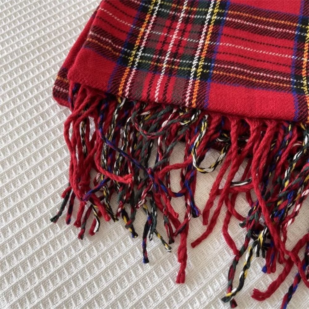 Retro Tassel Plaid Wool Scarf  - đánh giá và giá Wool Scarf Men