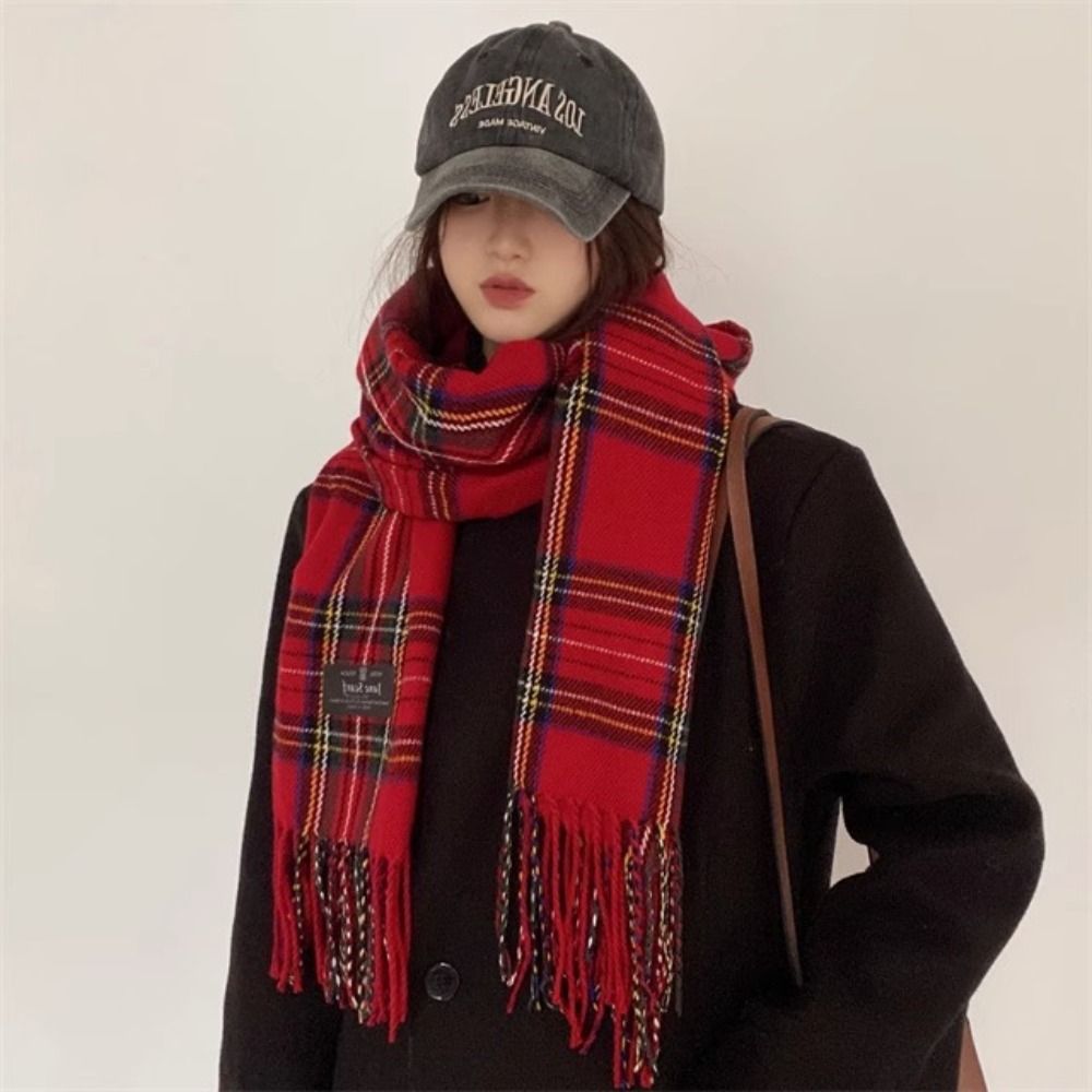 Retro Tassel Plaid Wool Scarf  - đánh giá và giá Wool Scarf Men