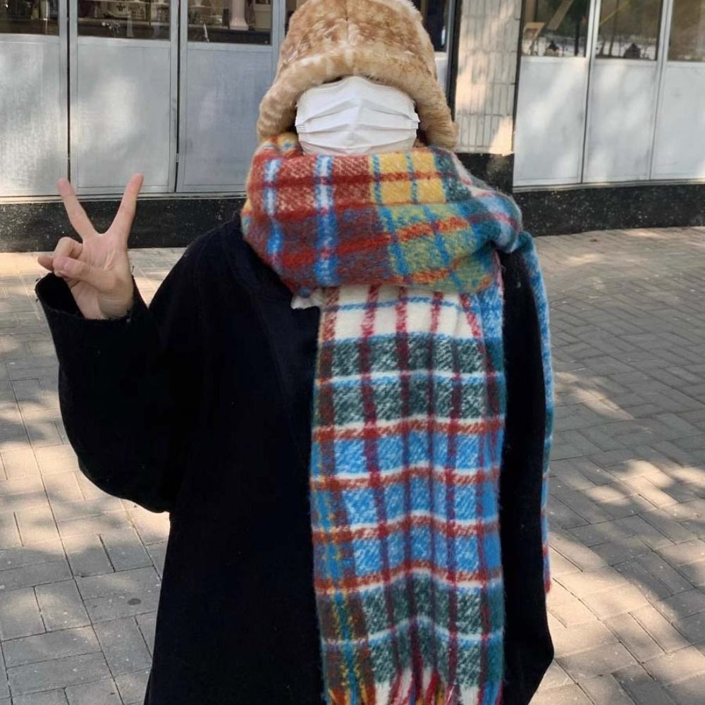 Retro Tassel Plaid Wool Scarf  - đánh giá và giá Wool Scarf Men