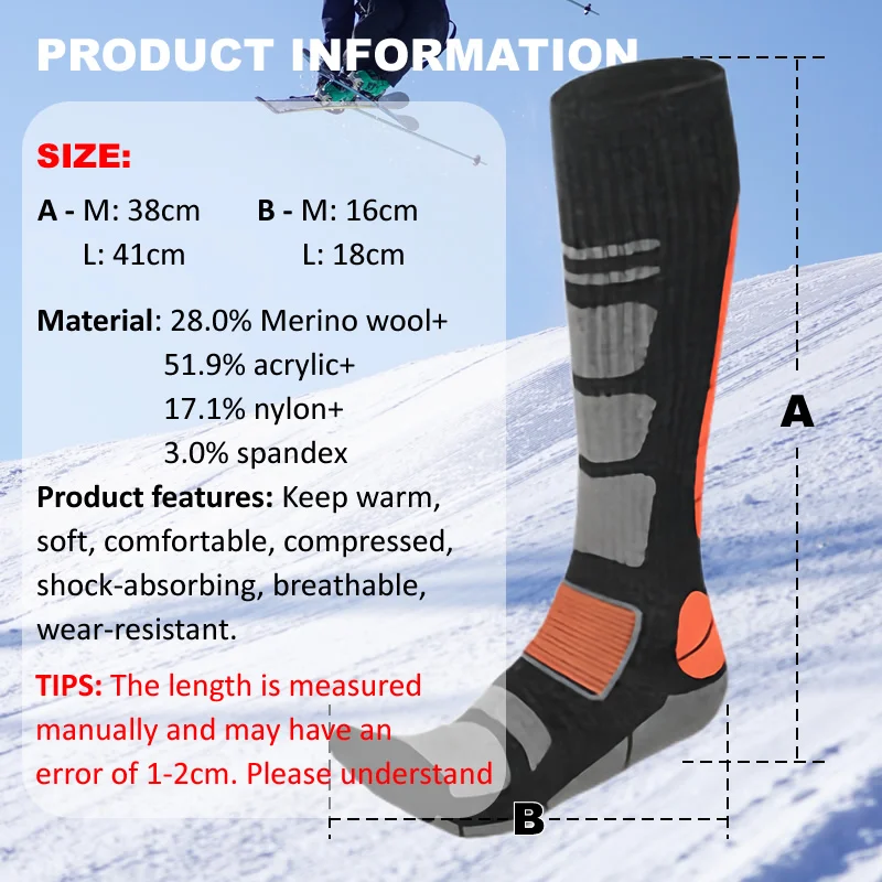 1 Pair Merino Wool Ski Socks M - đánh giá và giá Thermal Sock Wool