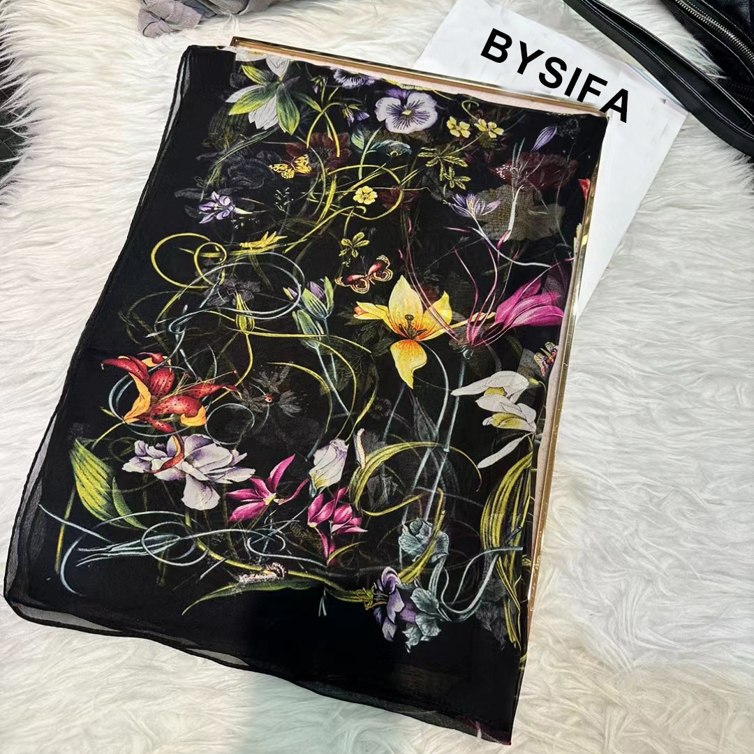 BYSIFA|New Black Pure Silk Wom - đánh giá và giá Shawl Wrap Winter
