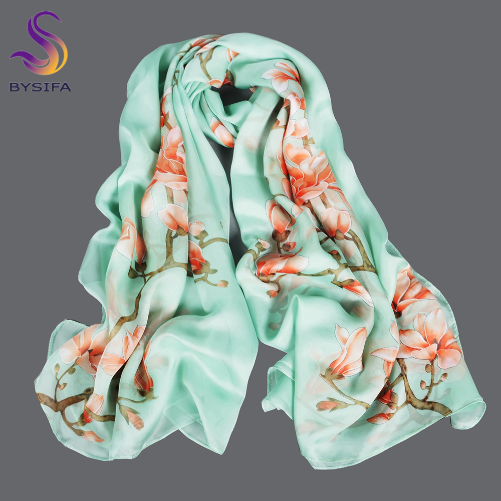 BYSIFA| Light Green Silk Scarf - đánh giá và giá Shawl Wrap Winter
