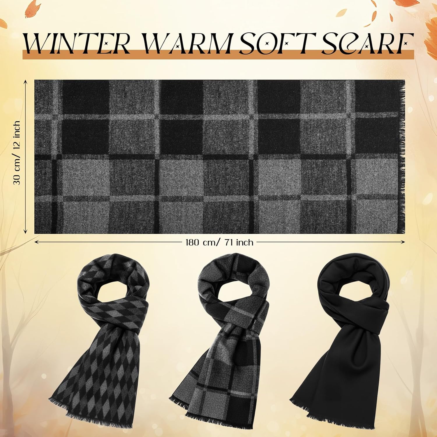 Winter Scarf for Men Soft Warm - đánh giá và giá Wool Scarf Men